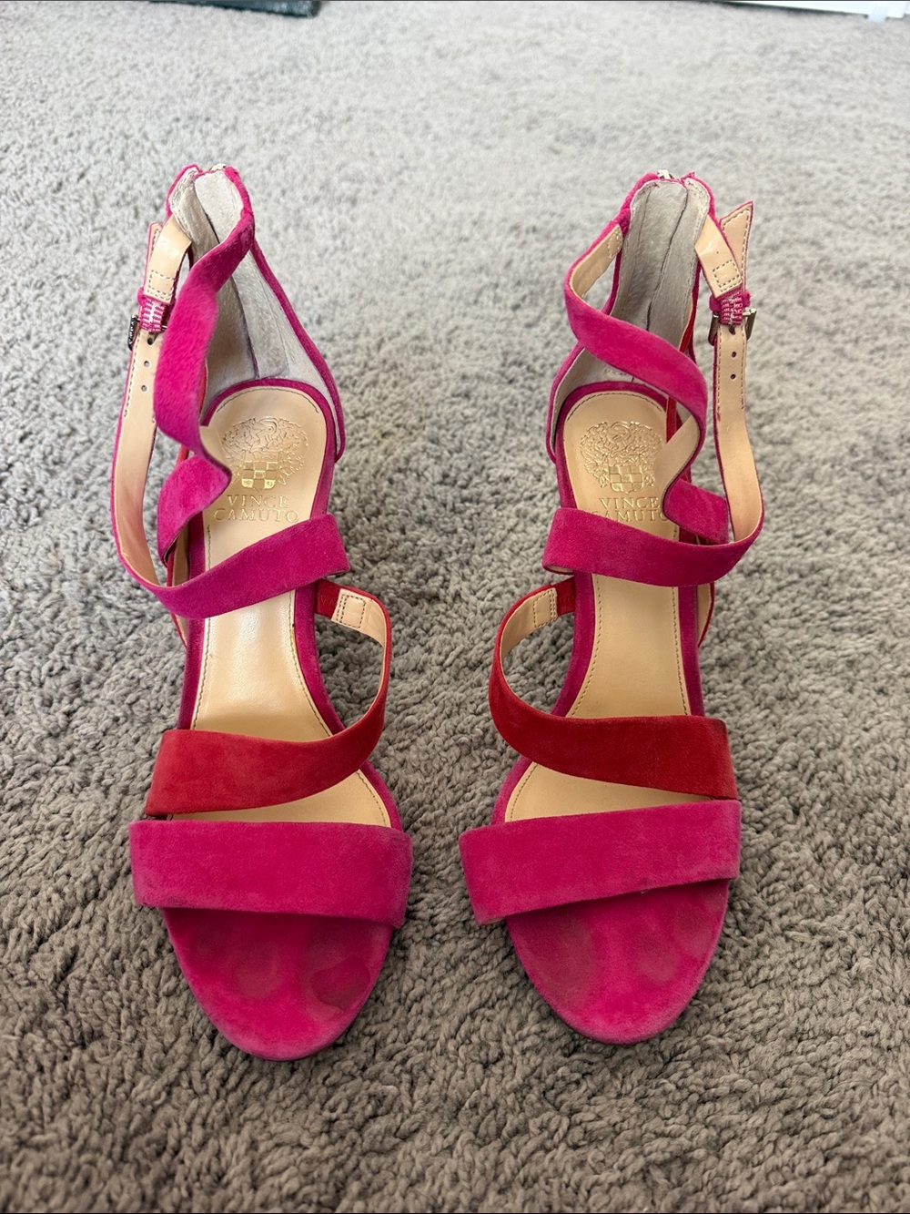 Vince Camuto Pink Fuchsia Suede Strappy Heels